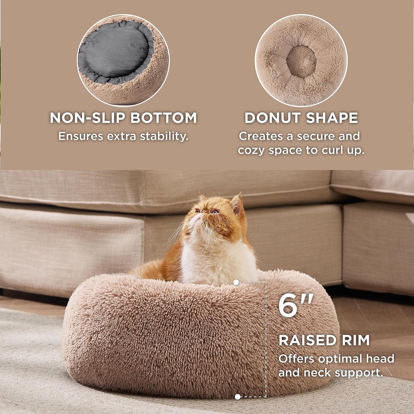 Purrfectly Cozy Cat Cuddles: The Fluffiest Nap Zone for Your 15-Lb Feline Overlord - Camel Edition!