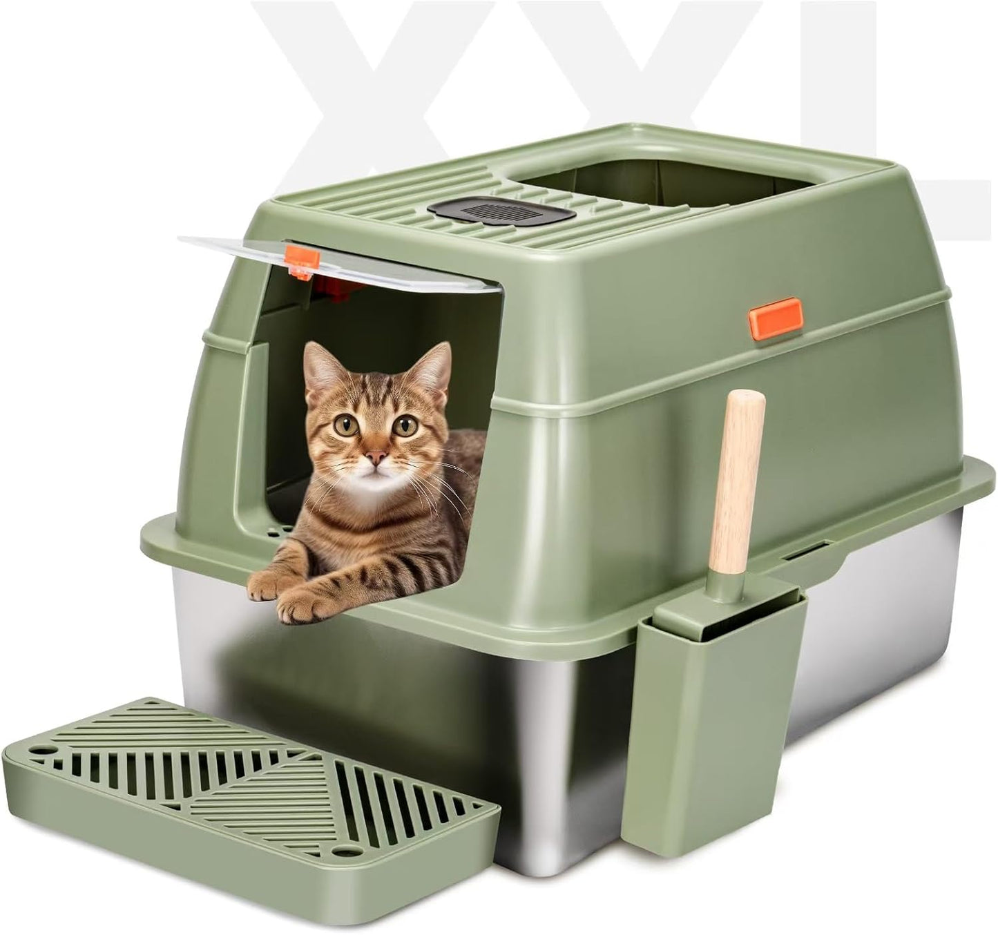 The Purr-fect Palace: XXL Stainless Steel Litter Box for Royal Felines - Where Big Cats and Tiny Kittens Go to 'Do Their Business' in Style!