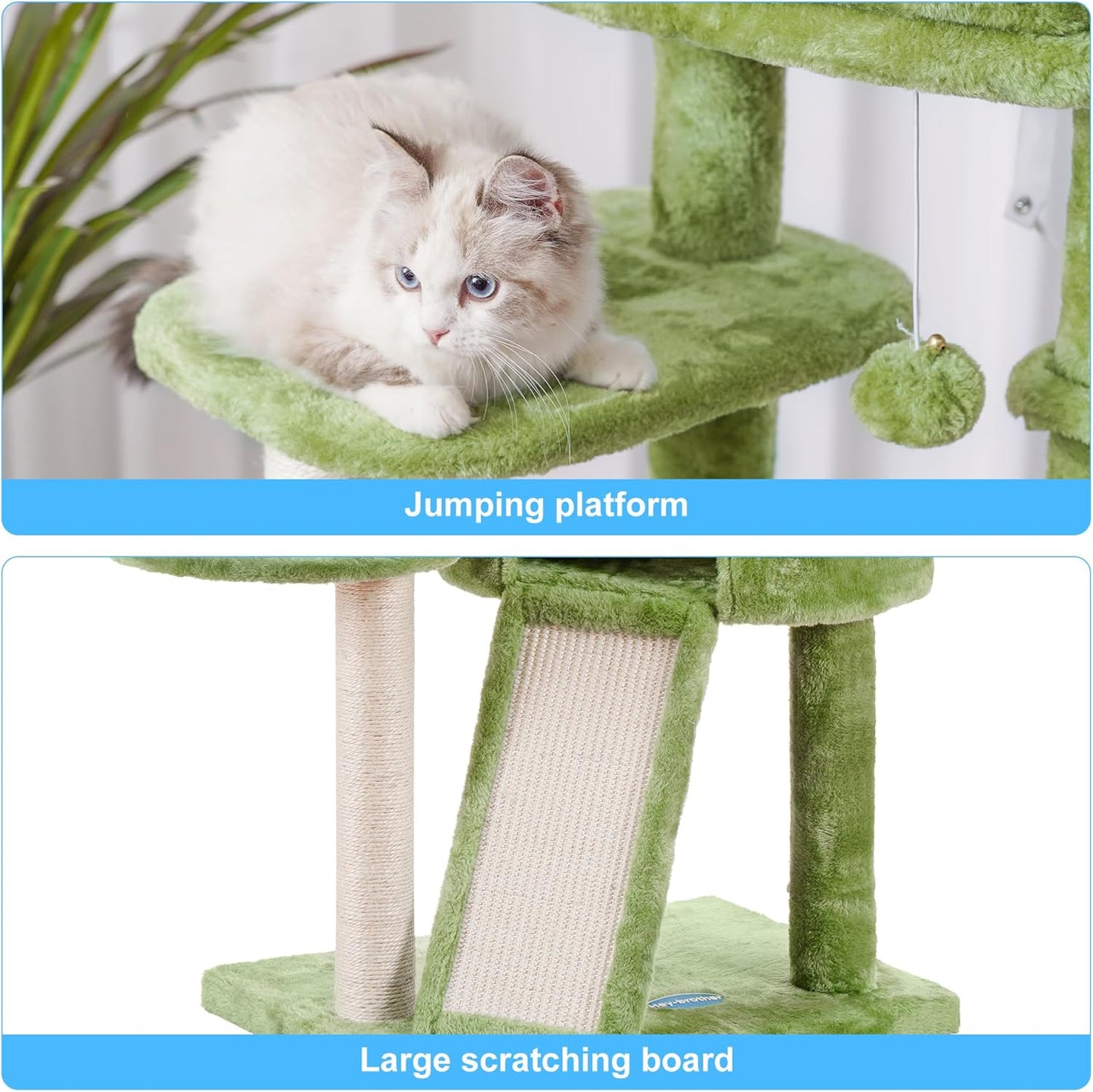 Feline Funhouse: The Ultimate Kitty Climbing Gym with a Comfy Napping Nest and Scratchy Playground – Now with Extra Greenery for Your Cat's Instagram!