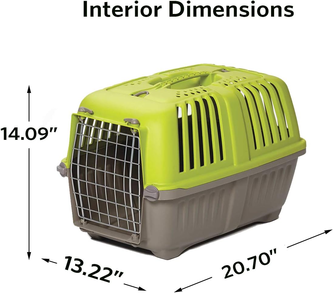 Pet Carrier: Hard-Sided Dog Carrier, Cat Carrier, Small Animal Carrier in Green| inside Dims 20.70L X 13.22W X 14.09H & Suitable for Tiny Dog Breeds