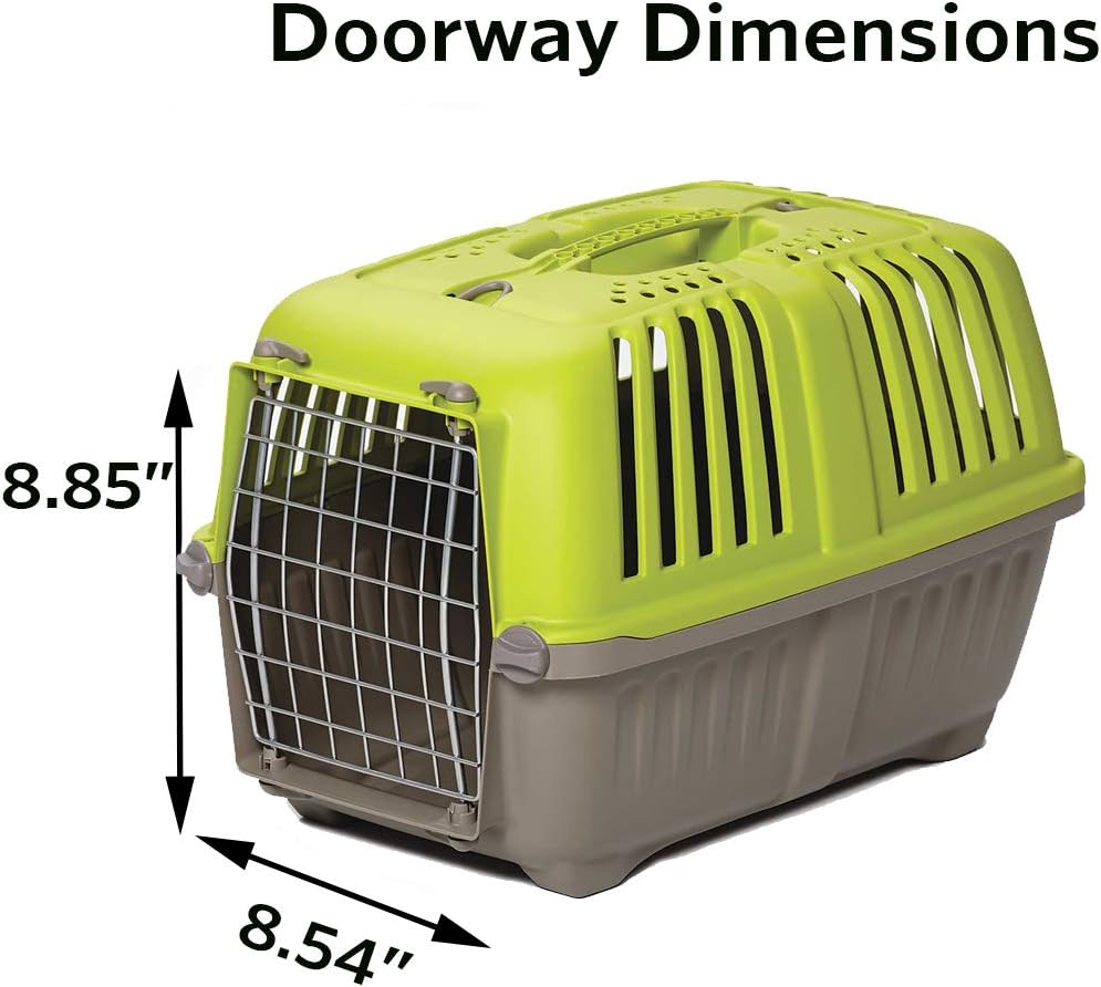 Pet Carrier: Hard-Sided Dog Carrier, Cat Carrier, Small Animal Carrier in Green| inside Dims 20.70L X 13.22W X 14.09H & Suitable for Tiny Dog Breeds