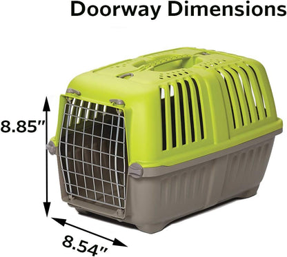 Pet Carrier: Hard-Sided Dog Carrier, Cat Carrier, Small Animal Carrier in Green| inside Dims 20.70L X 13.22W X 14.09H & Suitable for Tiny Dog Breeds