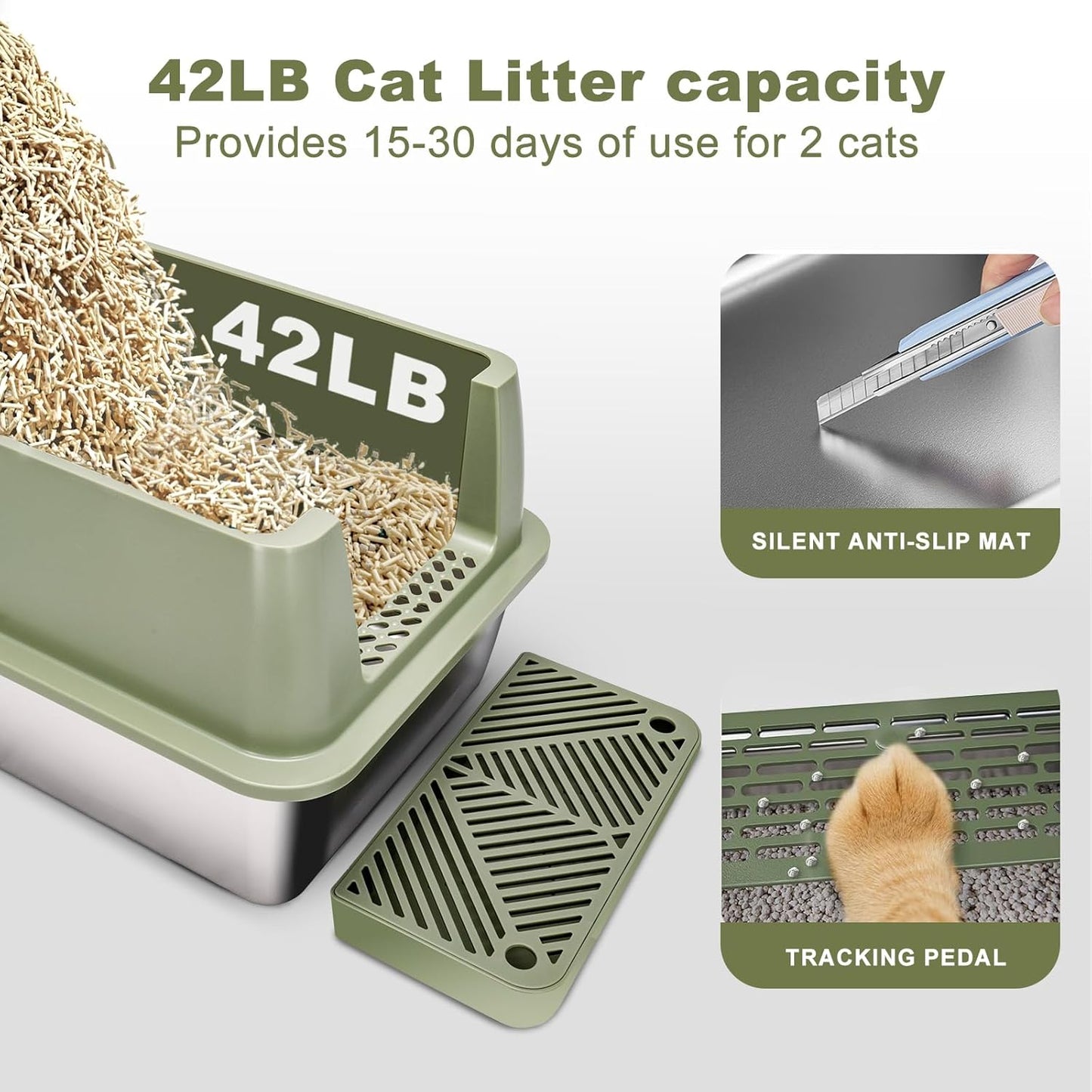 The Purr-fect Palace: XXL Stainless Steel Litter Box for Royal Felines - Where Big Cats and Tiny Kittens Go to 'Do Their Business' in Style!