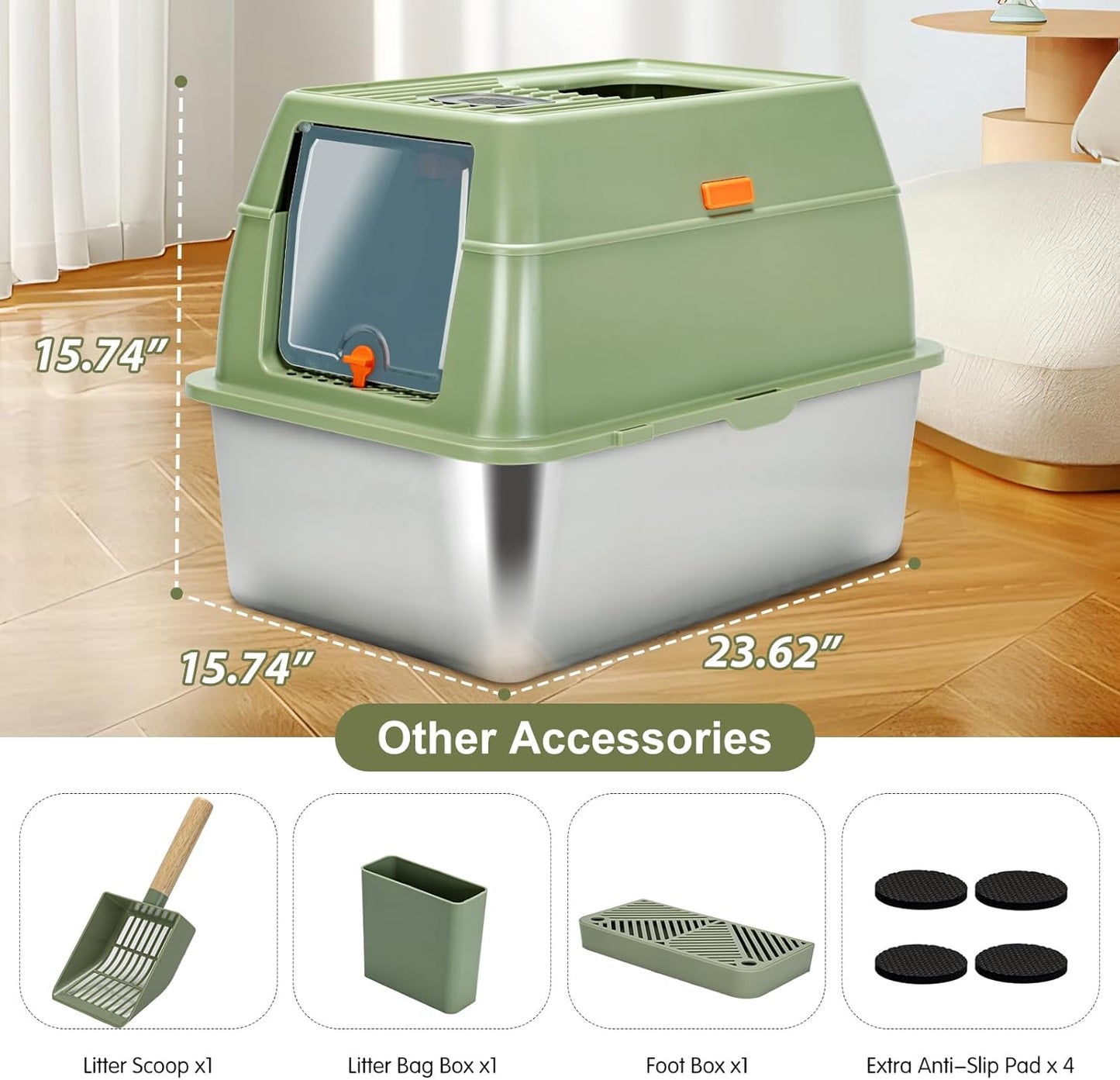 The Purr-fect Palace: XXL Stainless Steel Litter Box for Royal Felines - Where Big Cats and Tiny Kittens Go to 'Do Their Business' in Style!