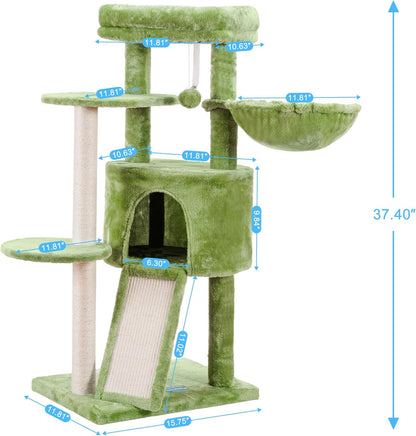 Feline Funhouse: The Ultimate Kitty Climbing Gym with a Comfy Napping Nest and Scratchy Playground – Now with Extra Greenery for Your Cat's Instagram!