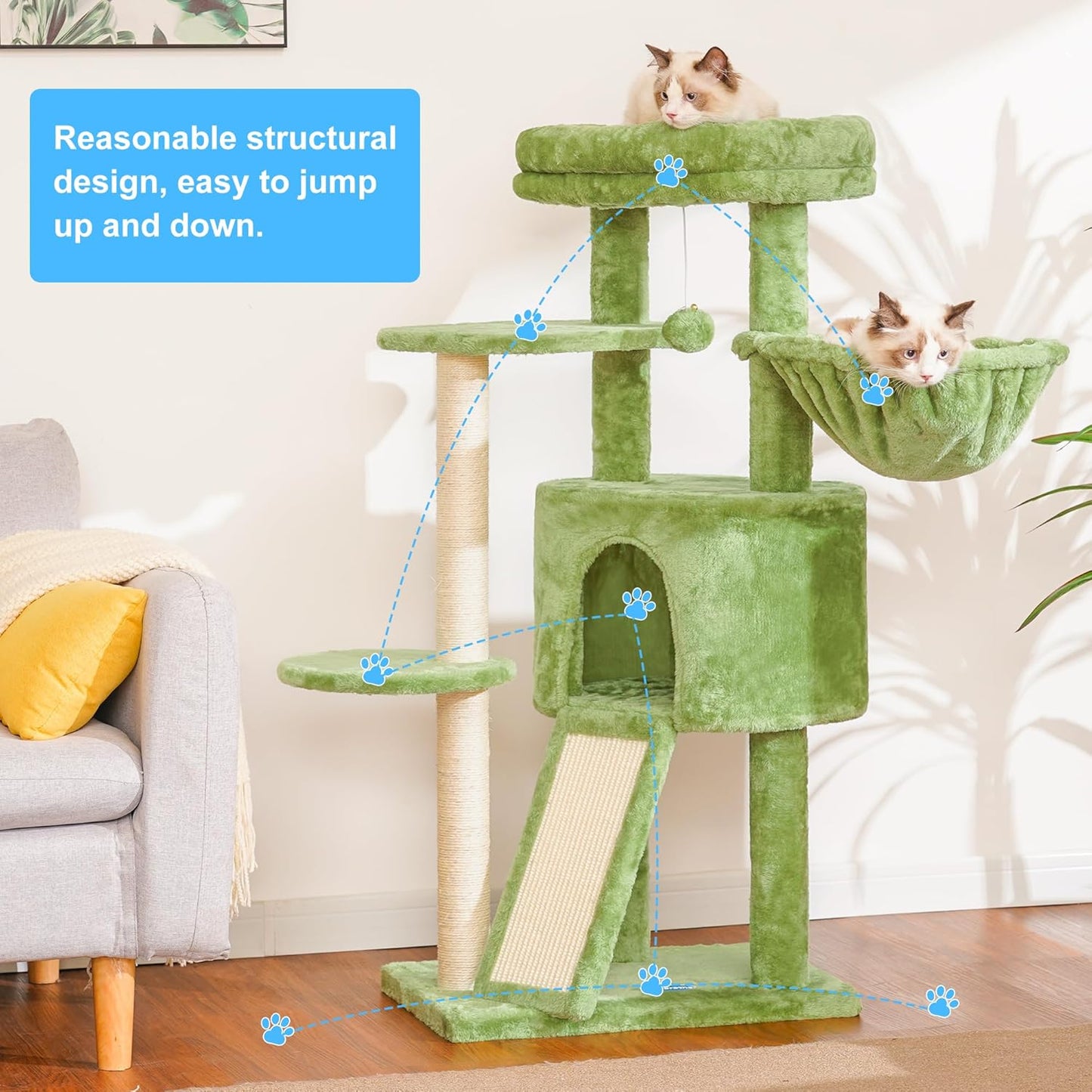 Feline Funhouse: The Ultimate Kitty Climbing Gym with a Comfy Napping Nest and Scratchy Playground – Now with Extra Greenery for Your Cat's Instagram!