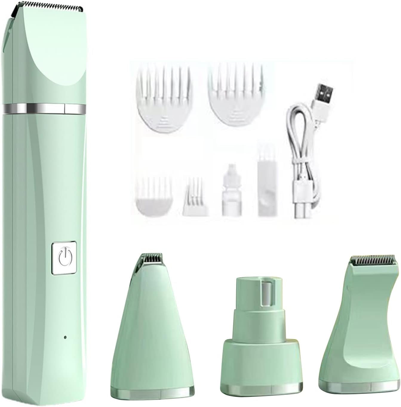 Pet Hair Trimmer, 4 in 1 Rechargeable Low Noise Safe Electric Cat Puppy Hair Clipper, Pet Hair Thick Coats Clippers Trimmers Set Dog Grooming Tool for Dogs, Cats, and Other Pets